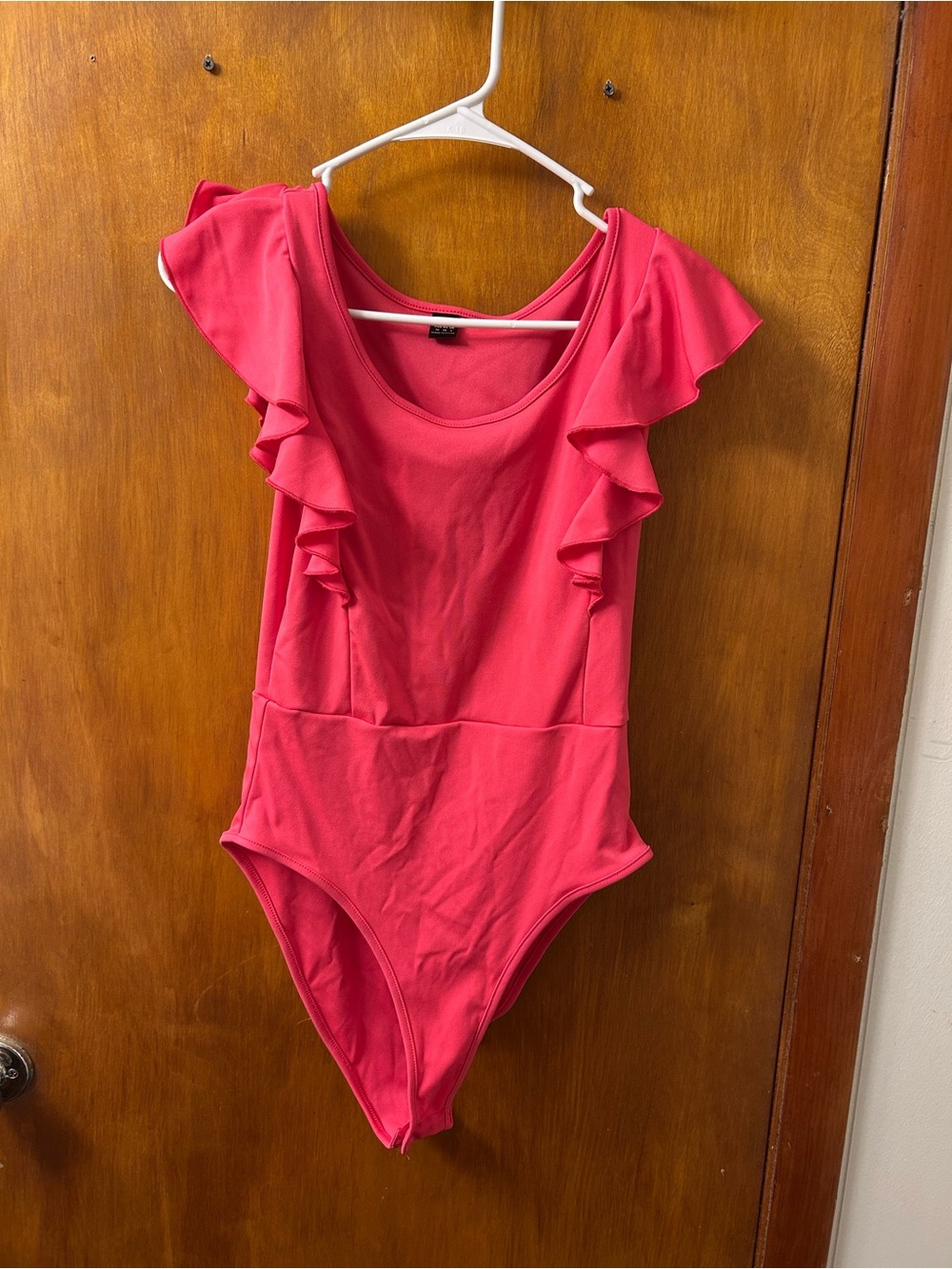 SHEIN Hot Pink Ruffle One-Piece Bodysuit